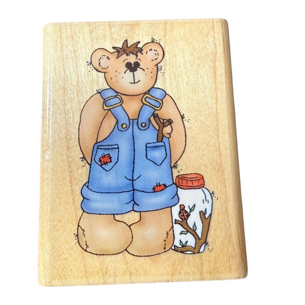 Dawn McLaughlin Inkadinkado Young Boy Bear Bug Jar Rubber Stamp